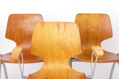 Set of 4 Vintage Pagholz Stackable Chairs, Industrial Dining Chairs, Germany