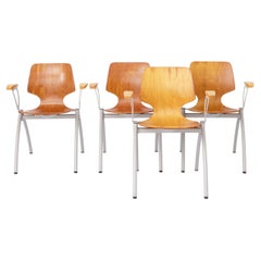 Set of 4 Vintage Pagholz Stackable Chairs, Industrial Dining Chairs, Germany