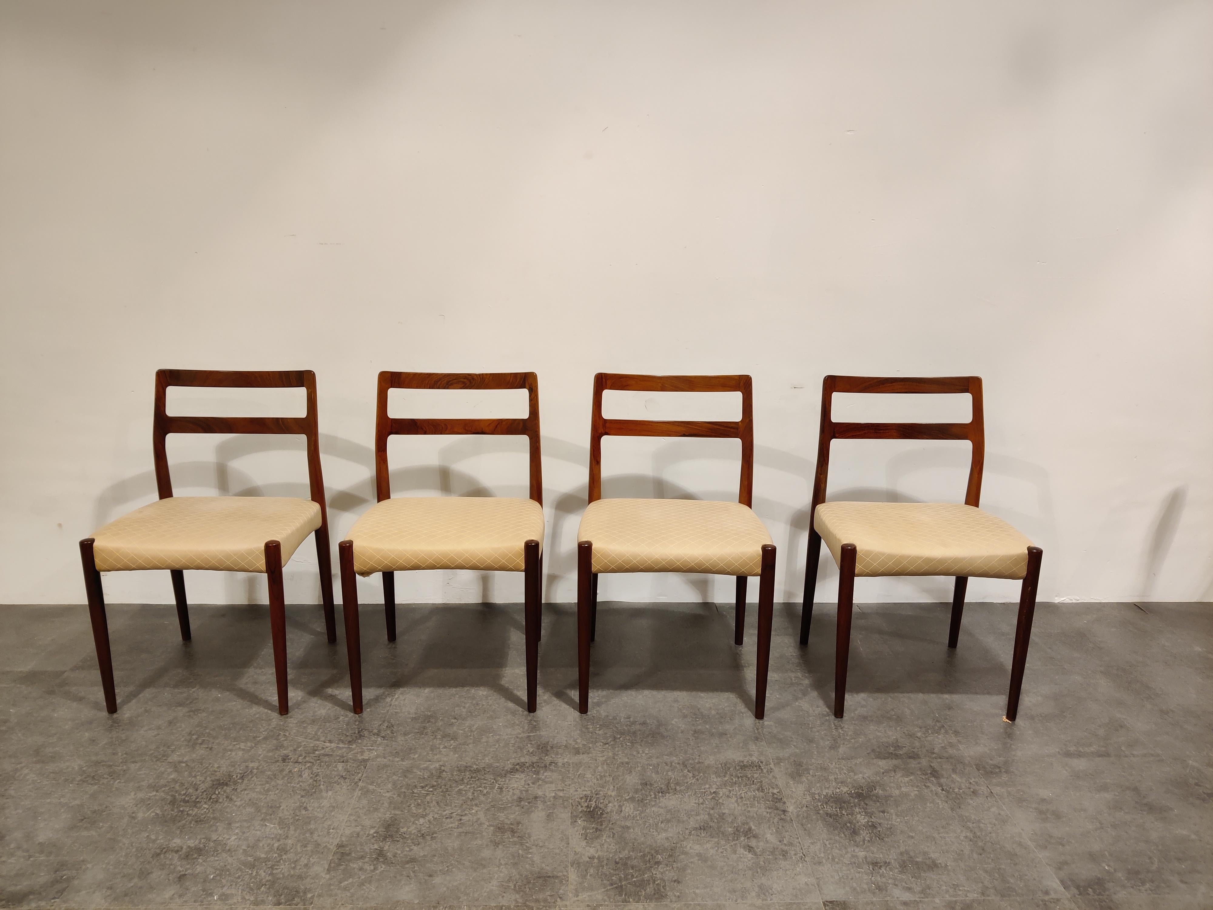 Danish Set of 4 Vintage Palisander Dining Chairs, 1960s