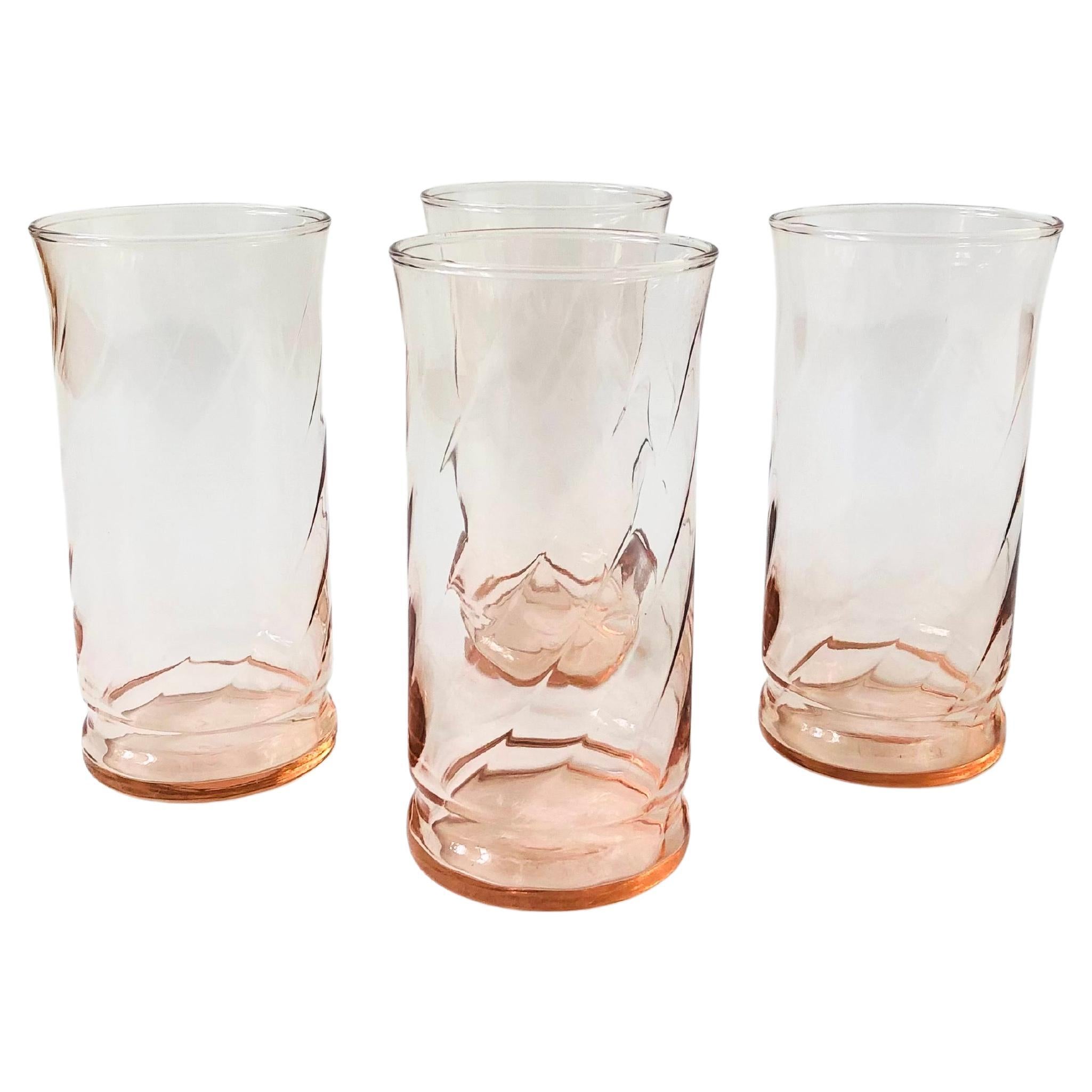 Set of 4 Vintage Pink Swirl Tumblers