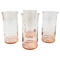 Set of 4 Vintage Pink Swirl Tumblers