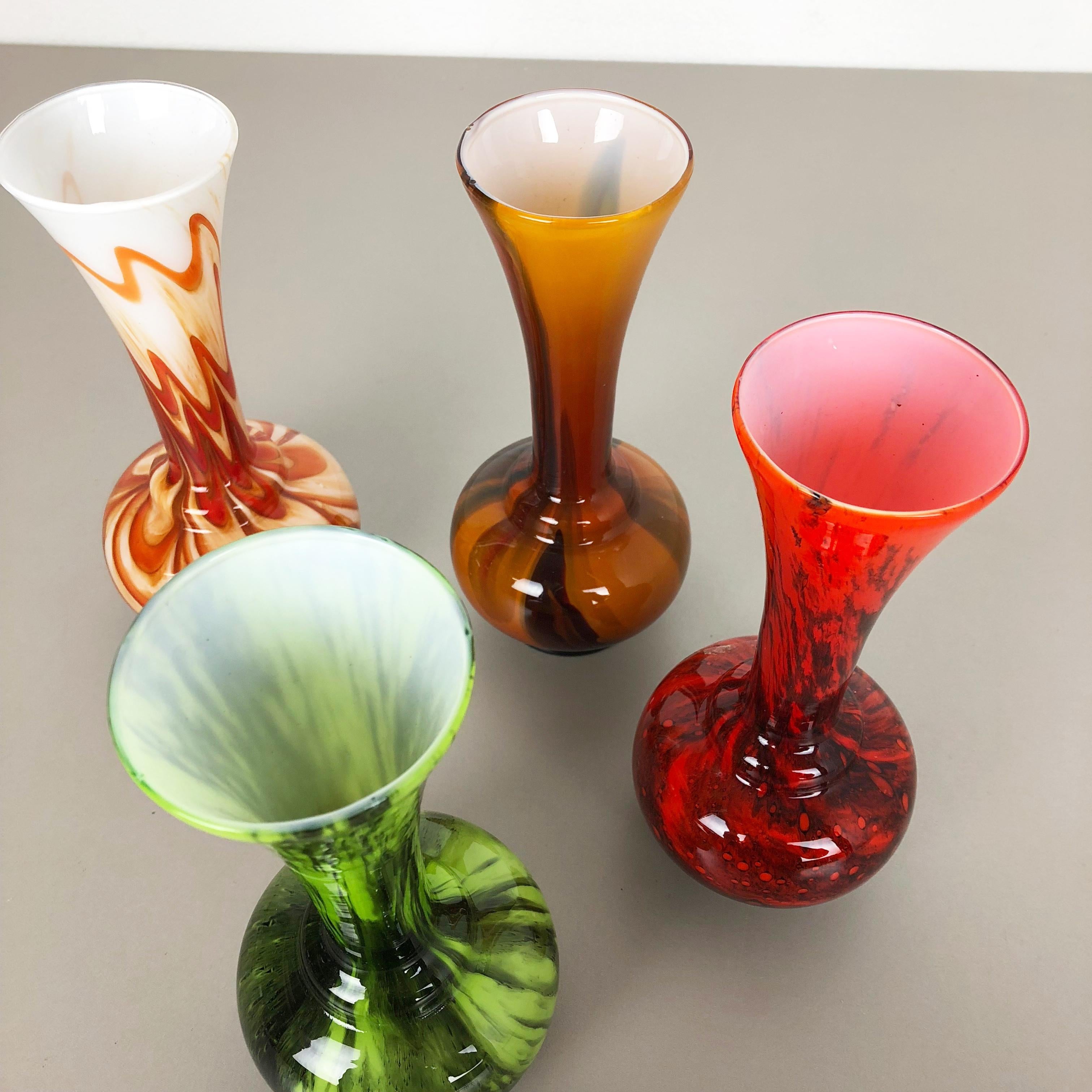 Set of 4 Vintage Pop Art Opaline Florence Vase Design, Italy, 1970s For Sale 3