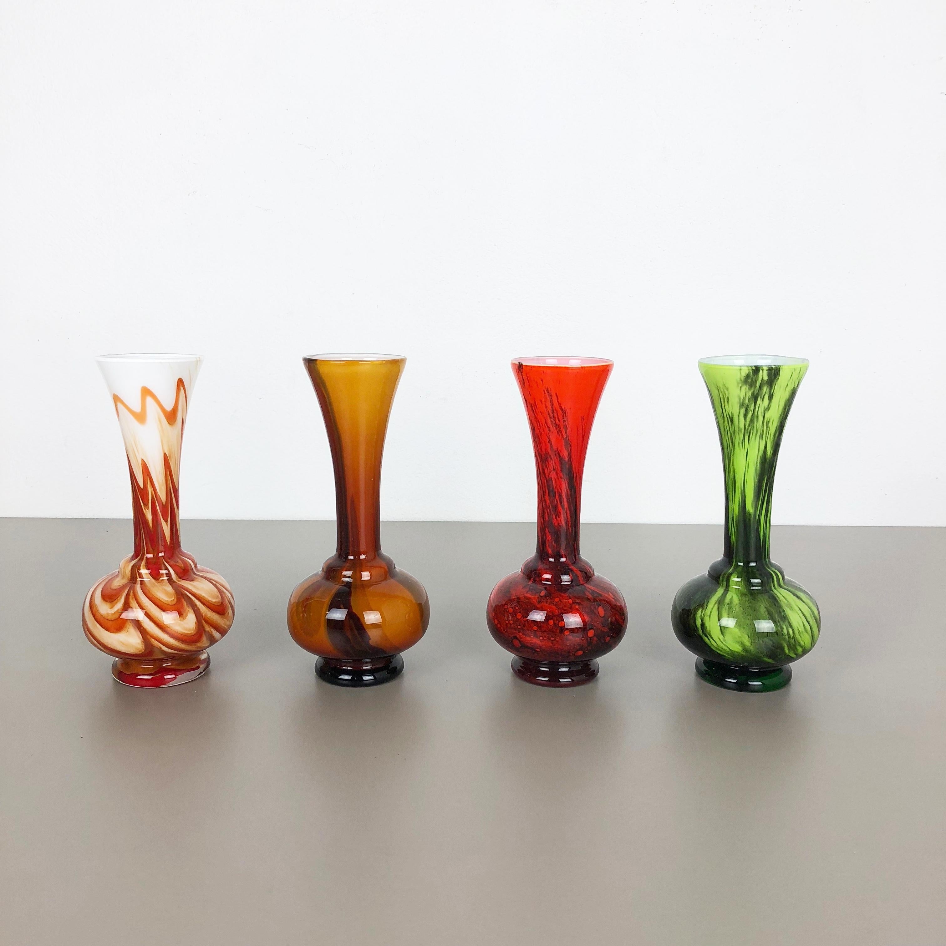 Set of 4 Vintage Pop Art Opaline Florence Vase Design, Italy, 1970s For Sale 8