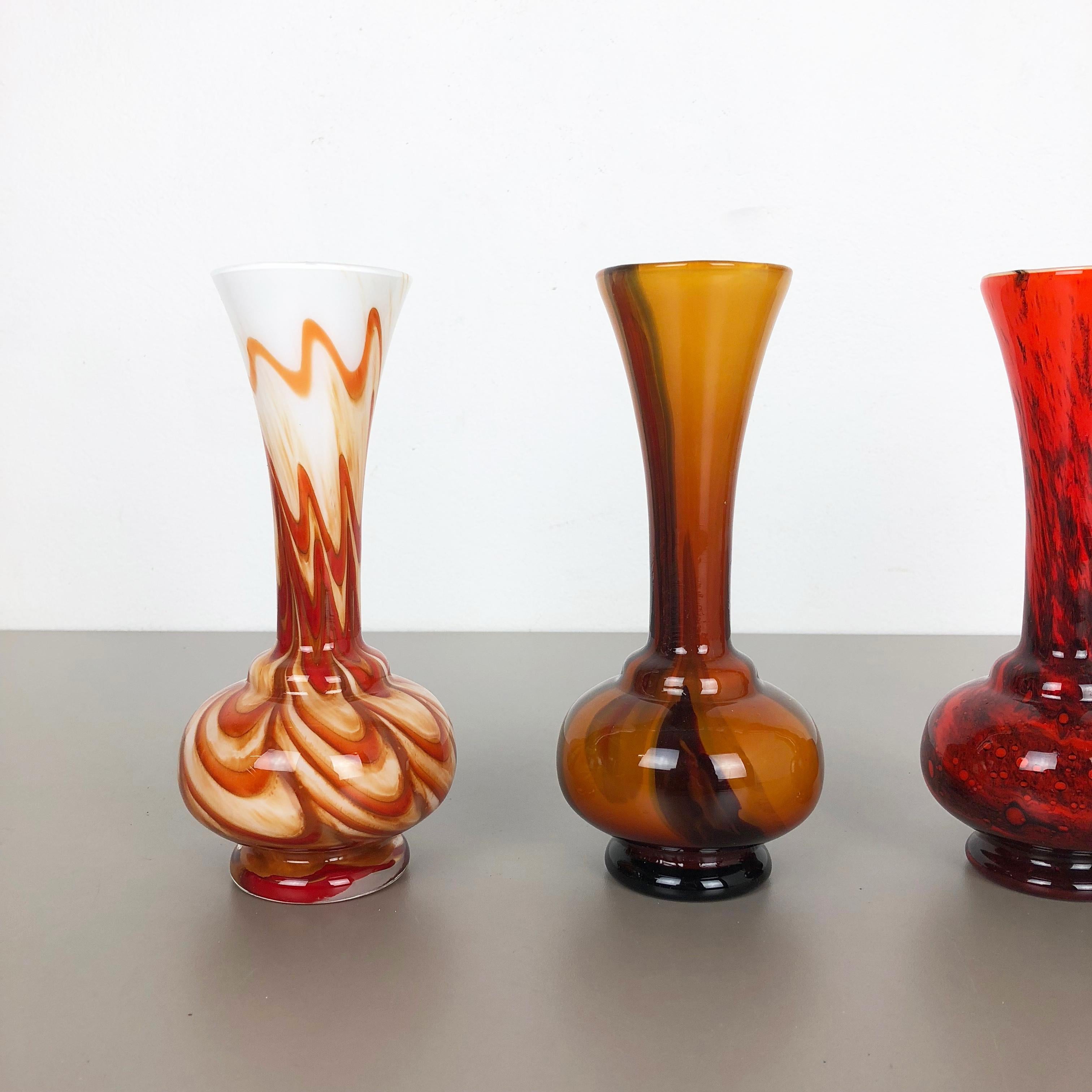 Mid-Century Modern Set of 4 Vintage Pop Art Opaline Florence Vase Design, Italy, 1970s For Sale