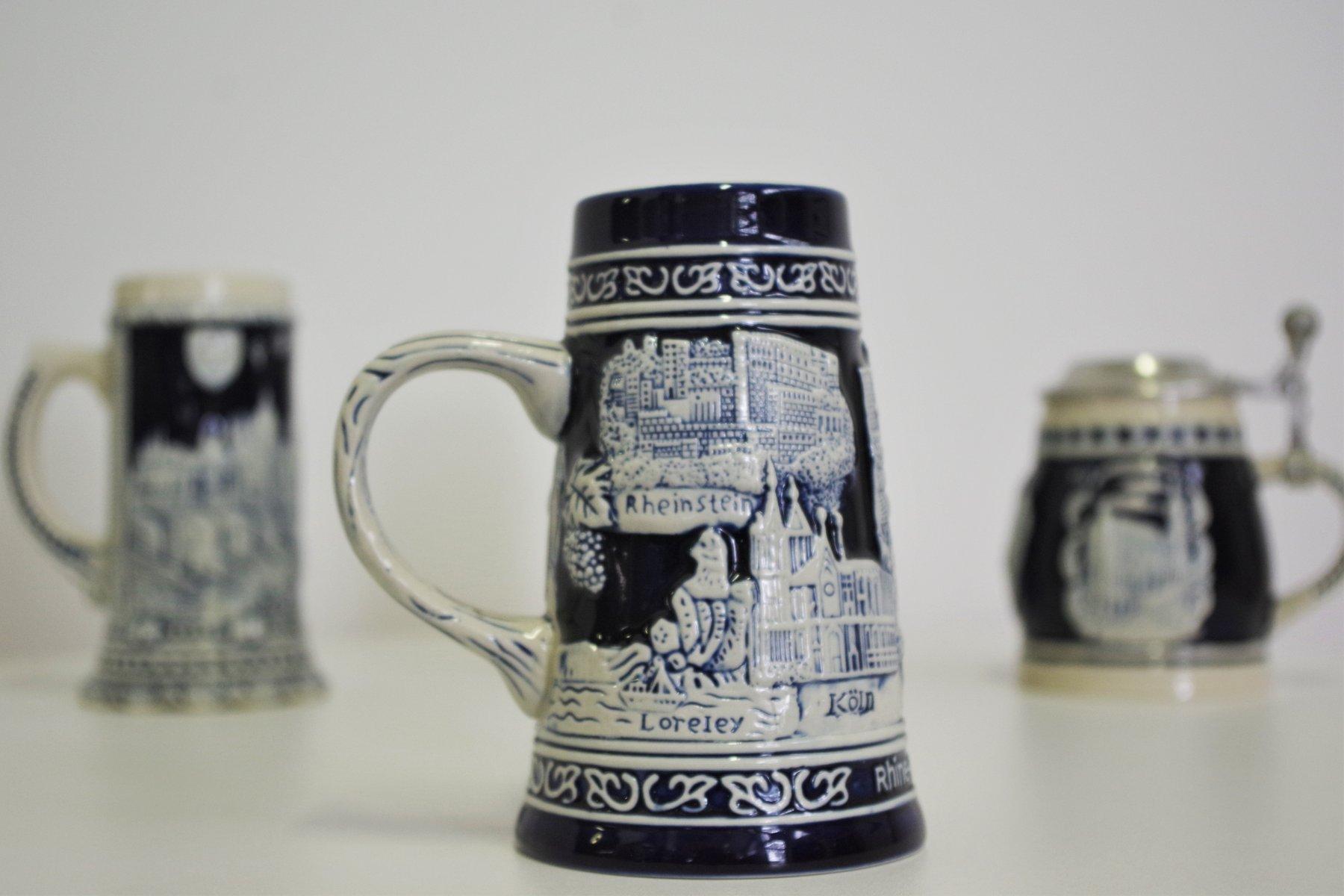 Set of 4 Vintage Porcelain Beer Mugs – 1980s in vendita 7