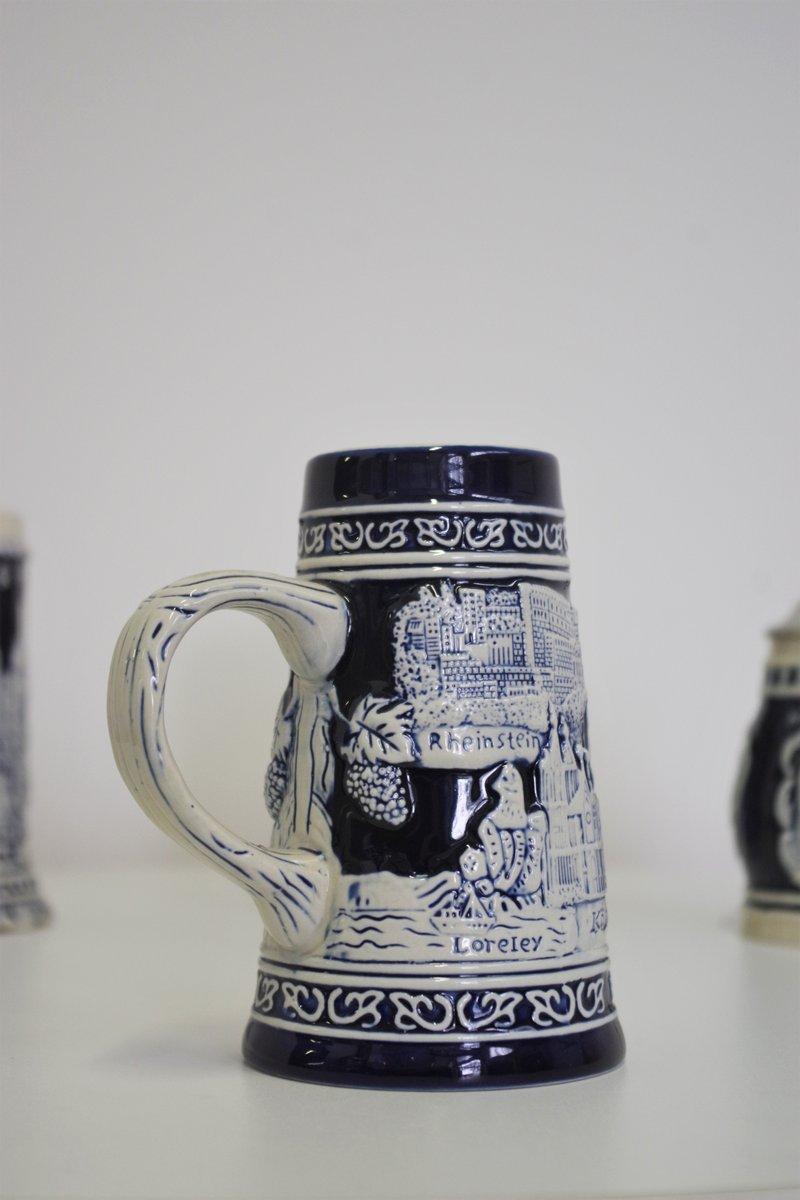 Set of 4 Vintage Porcelain Beer Mugs – 1980s in vendita 9