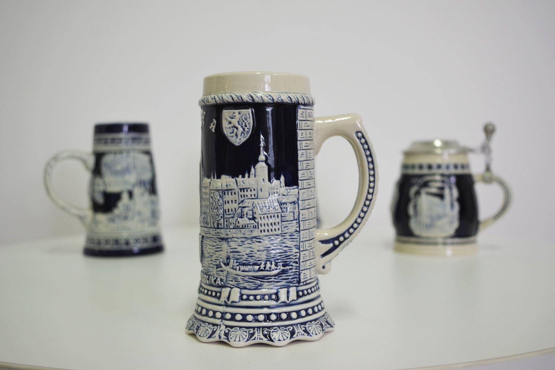 Set of 4 Vintage Porcelain Beer Mugs – 1980s in vendita 10