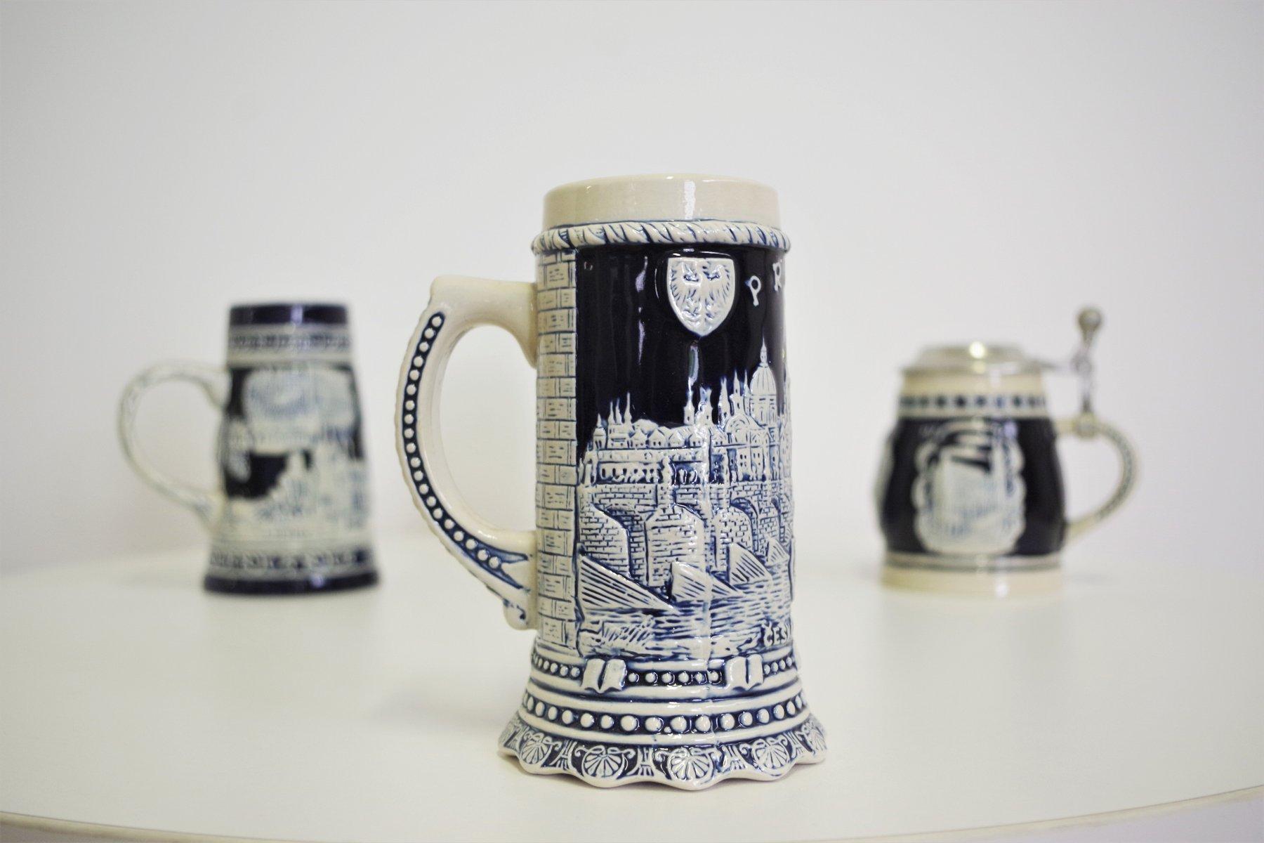 Set of 4 Vintage Porcelain Beer Mugs – 1980s in vendita 11