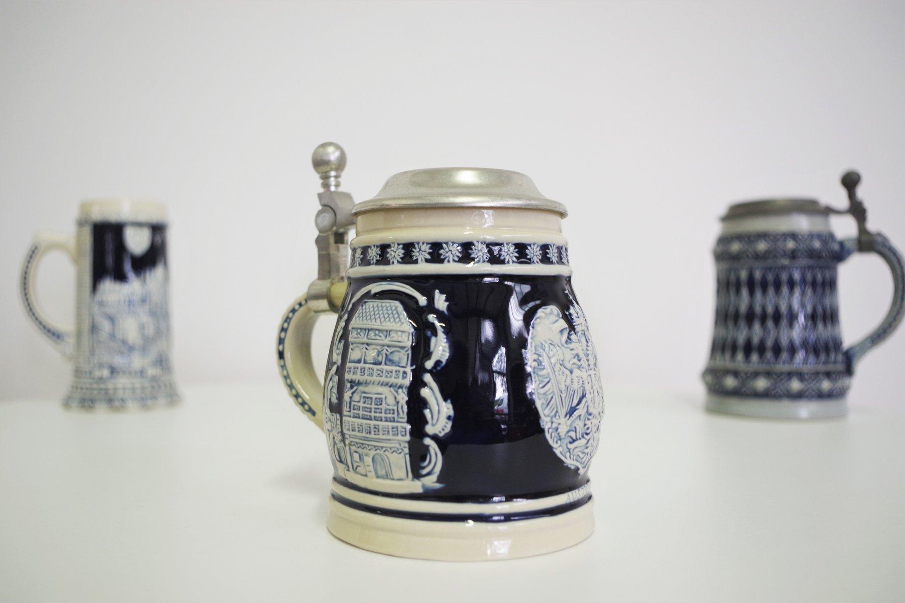 Czech Set of 4 Vintage Porcelain Beer Mugs – 1980s in vendita
