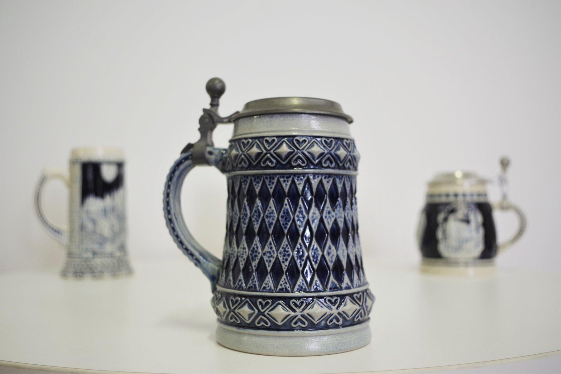 Set of 4 Vintage Porcelain Beer Mugs – 1980s in vendita 1