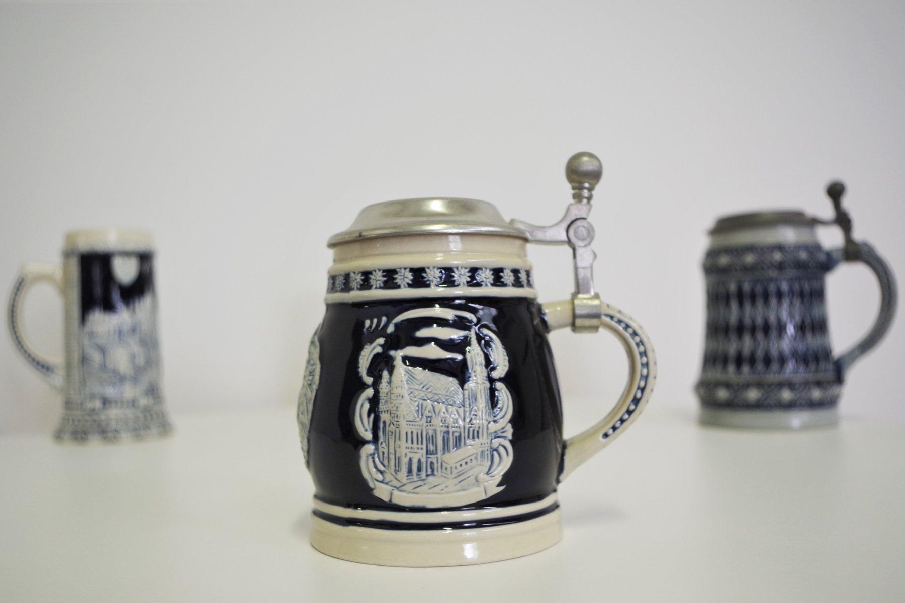 Set of 4 Vintage Porcelain Beer Mugs – 1980s in vendita 3
