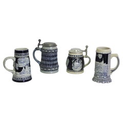 Set of 4 Vintage Porcelain Beer Mugs - 1980s