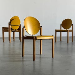 Set of 4 Vintage Postmodern Chairs by Kusch&Co in Yellow & Natural Beech, 1980s