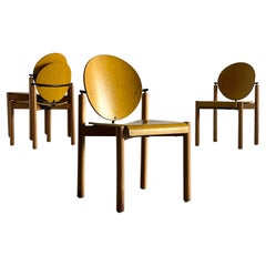 Set of 4 Vintage Postmodern Chairs by Kusch&Co in Yellow & Natural Beech, 1980s