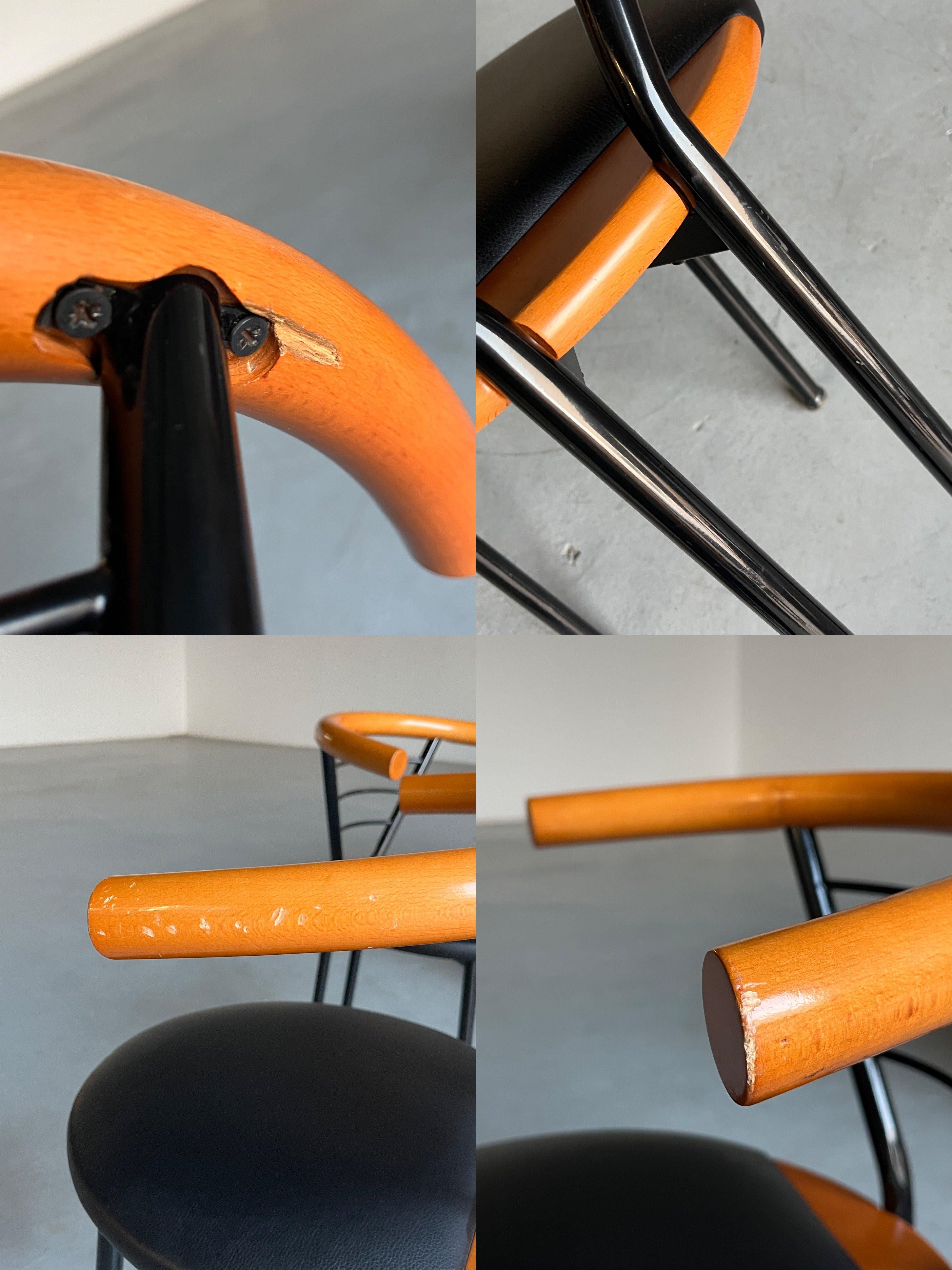 Set di 4 poltrone geometriche postmoderne vintage, stile Memphis scultoreo, anni '90 in vendita 5