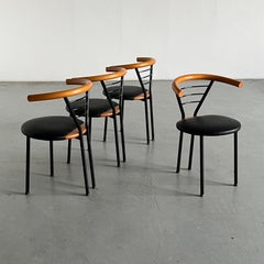 Set of 4 Vintage Postmodern Geometrical Armchairs, Sculptural Memphis Style, 90s