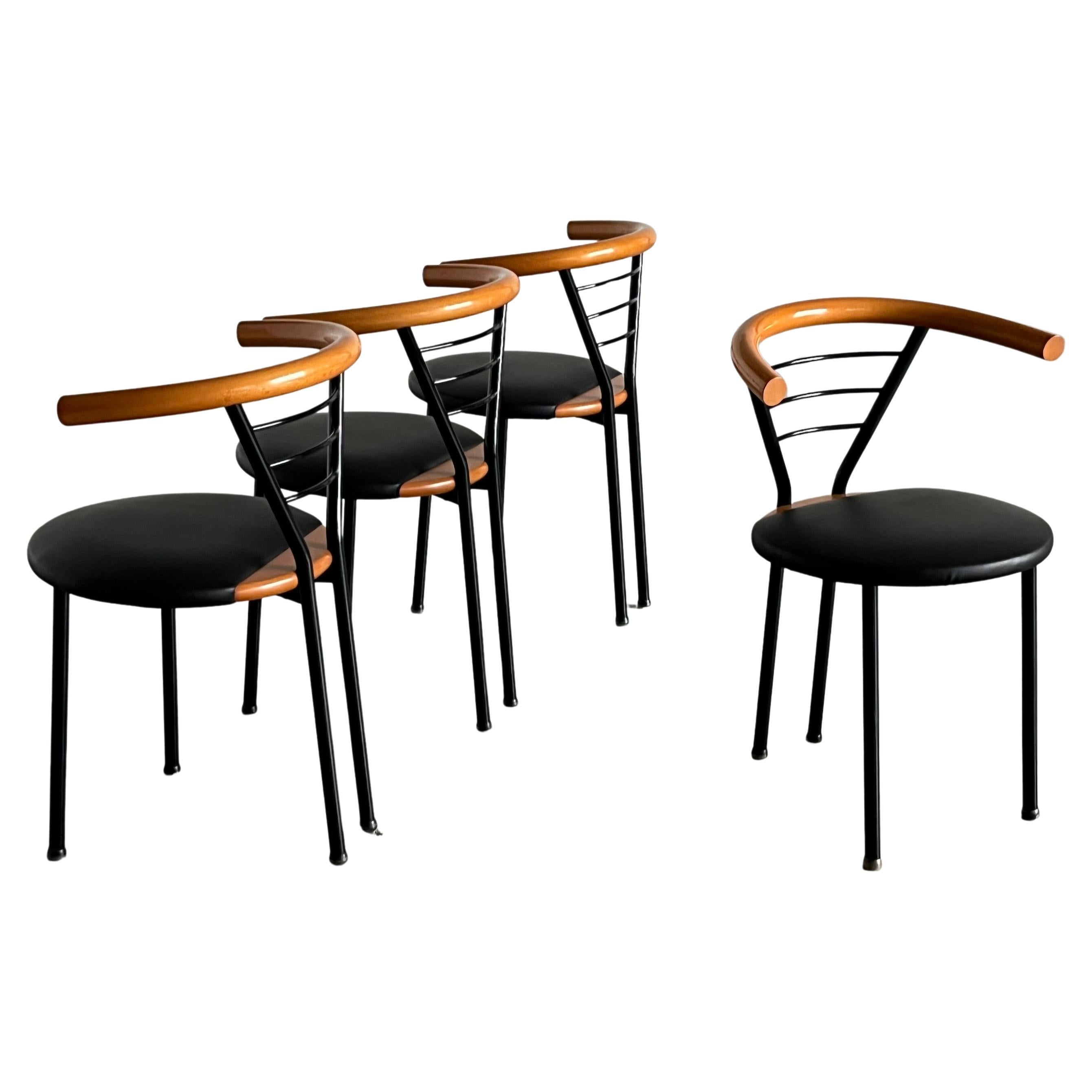 Set di 4 poltrone geometriche postmoderne vintage, stile Memphis scultoreo, anni '90
