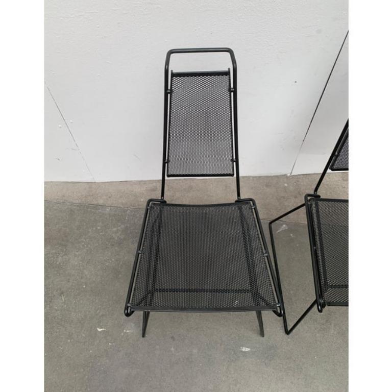 Set of 4 Vintage Postmodern Metal Side Chairs by Rolf Rahmlow, 1980s For Sale 5
