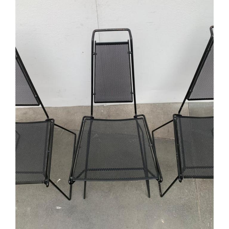 Set of 4 Vintage Postmodern Metal Side Chairs by Rolf Rahmlow, 1980s For Sale 6