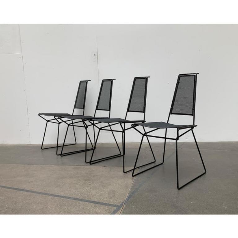 20th Century Set of 4 Vintage Postmodern Metal Side Chairs by Rolf Rahmlow, 1980s For Sale