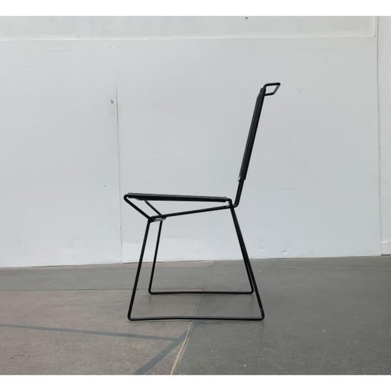 Leather Set of 4 Vintage Postmodern Metal Side Chairs by Rolf Rahmlow, 1980s For Sale