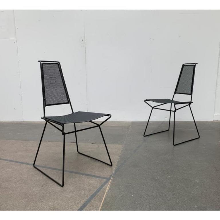 Set of 4 Vintage Postmodern Metal Side Chairs by Rolf Rahmlow, 1980s For Sale 1