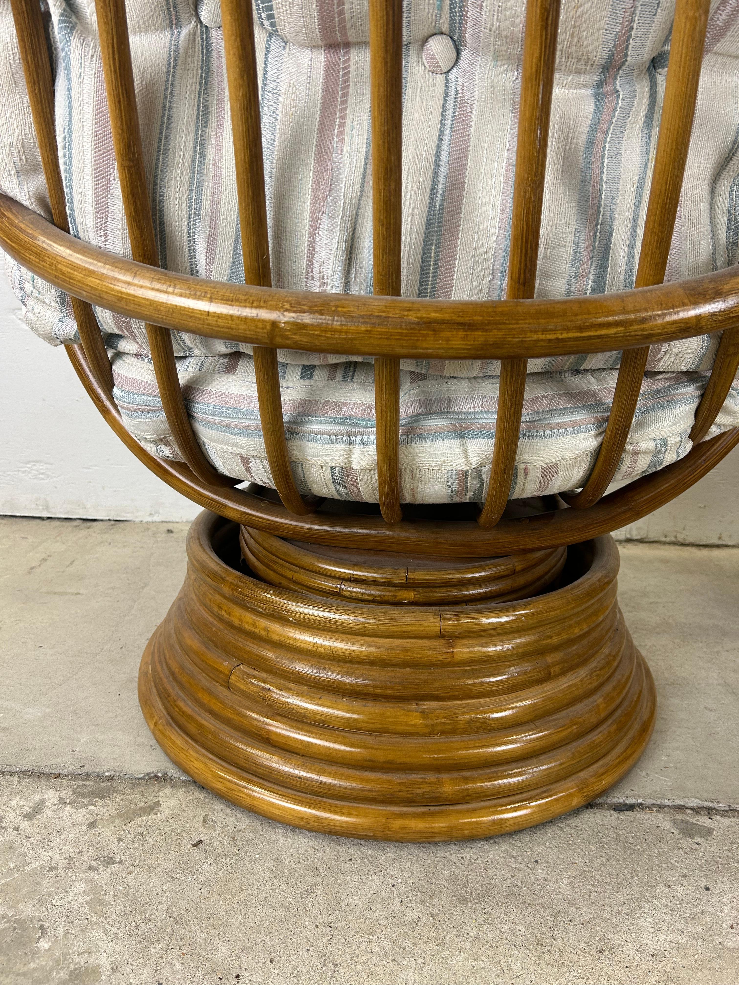 Set of 4 vintage rattan accent chairs with swivel base For Sale 7