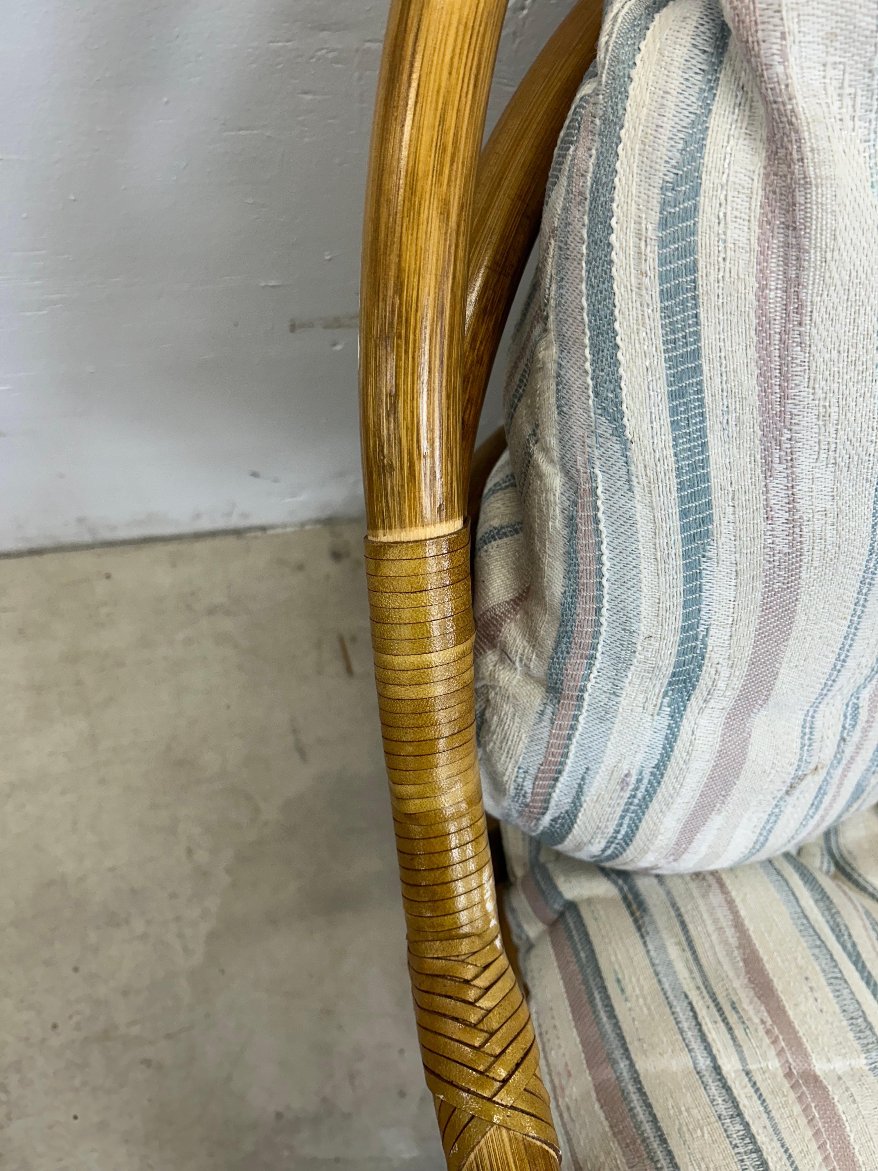 Set of 4 vintage rattan accent chairs with swivel base For Sale 12