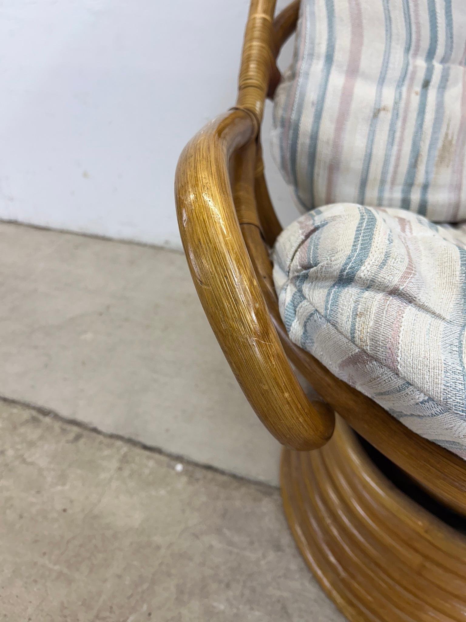 Set of 4 vintage rattan accent chairs with swivel base For Sale 13