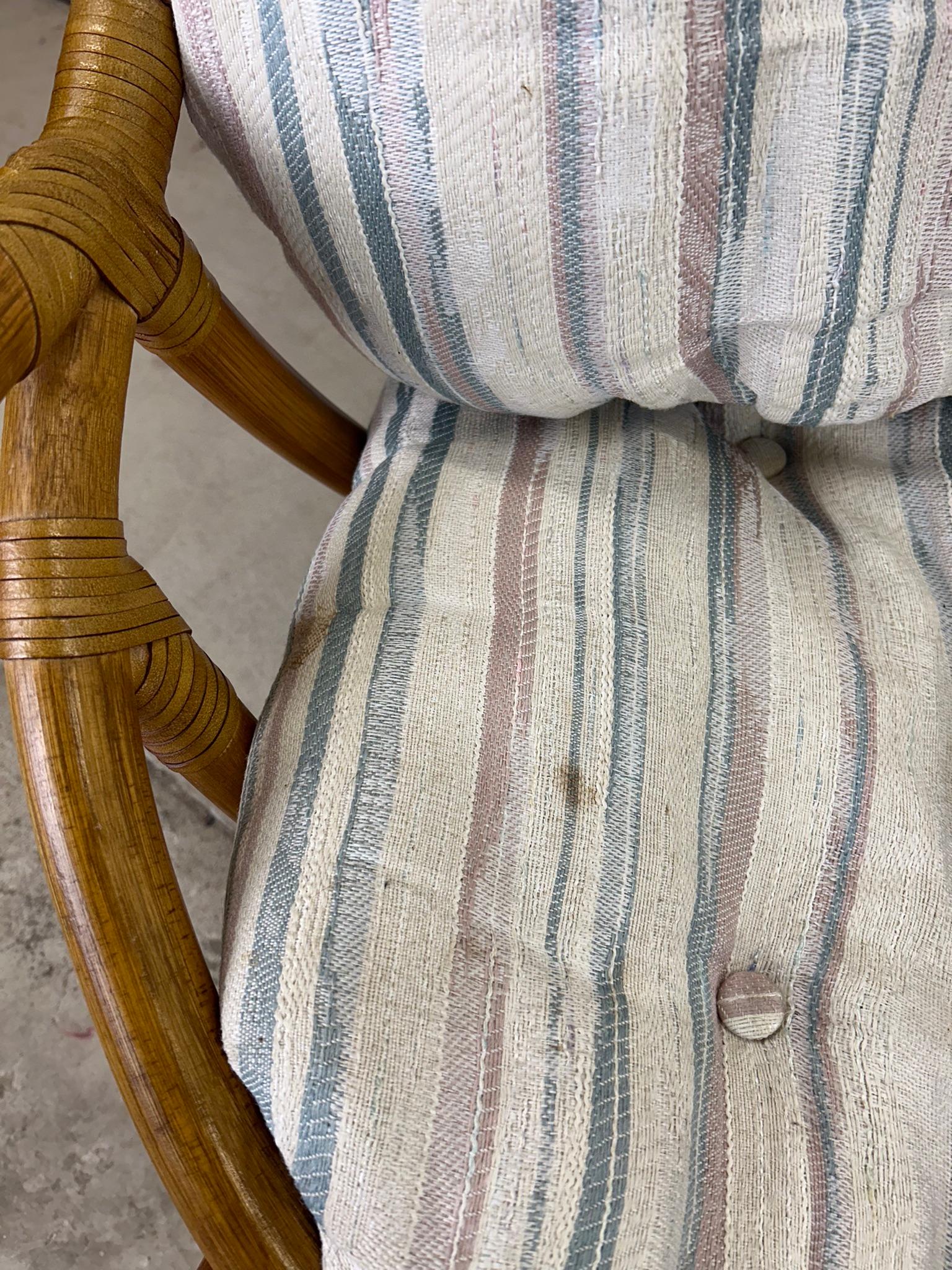 Set of 4 vintage rattan accent chairs with swivel base For Sale 2