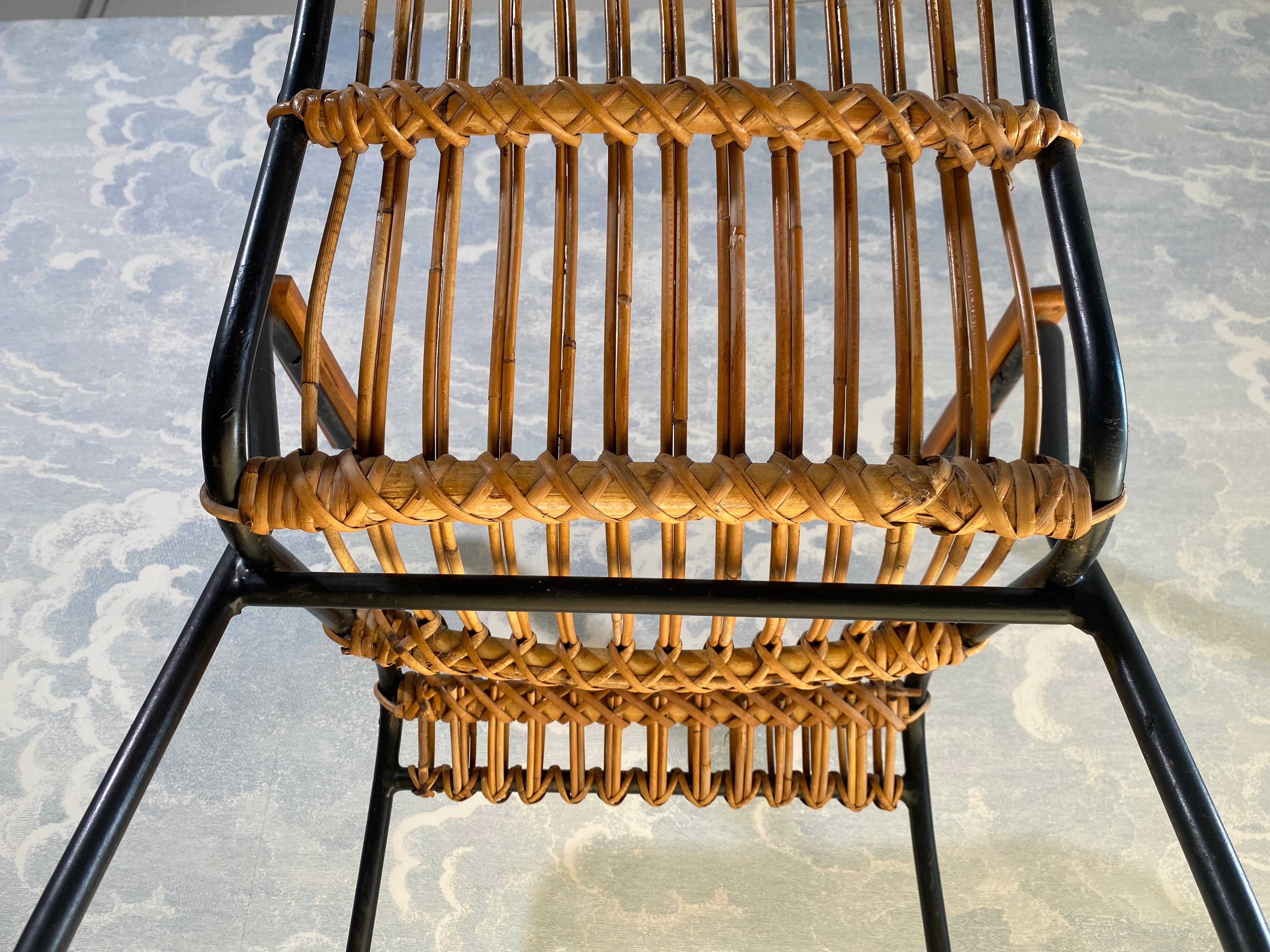 Set di 4 sedie vintage in rattan e bambù, di Schumacher, Belgio, anni '50 In condizioni buone in vendita a Cork, IE