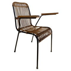 Set of 4 Vintage Rattan Bamboo Chairs, by Schumacher, Belgium 1950s