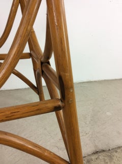 Set of 4 Vintage Rattan Chairs with Swivel Base