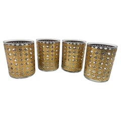 Set of 4 Retro Rocks Glasses in the 22k Gold "Canella" Pattern by Culver, LTD.