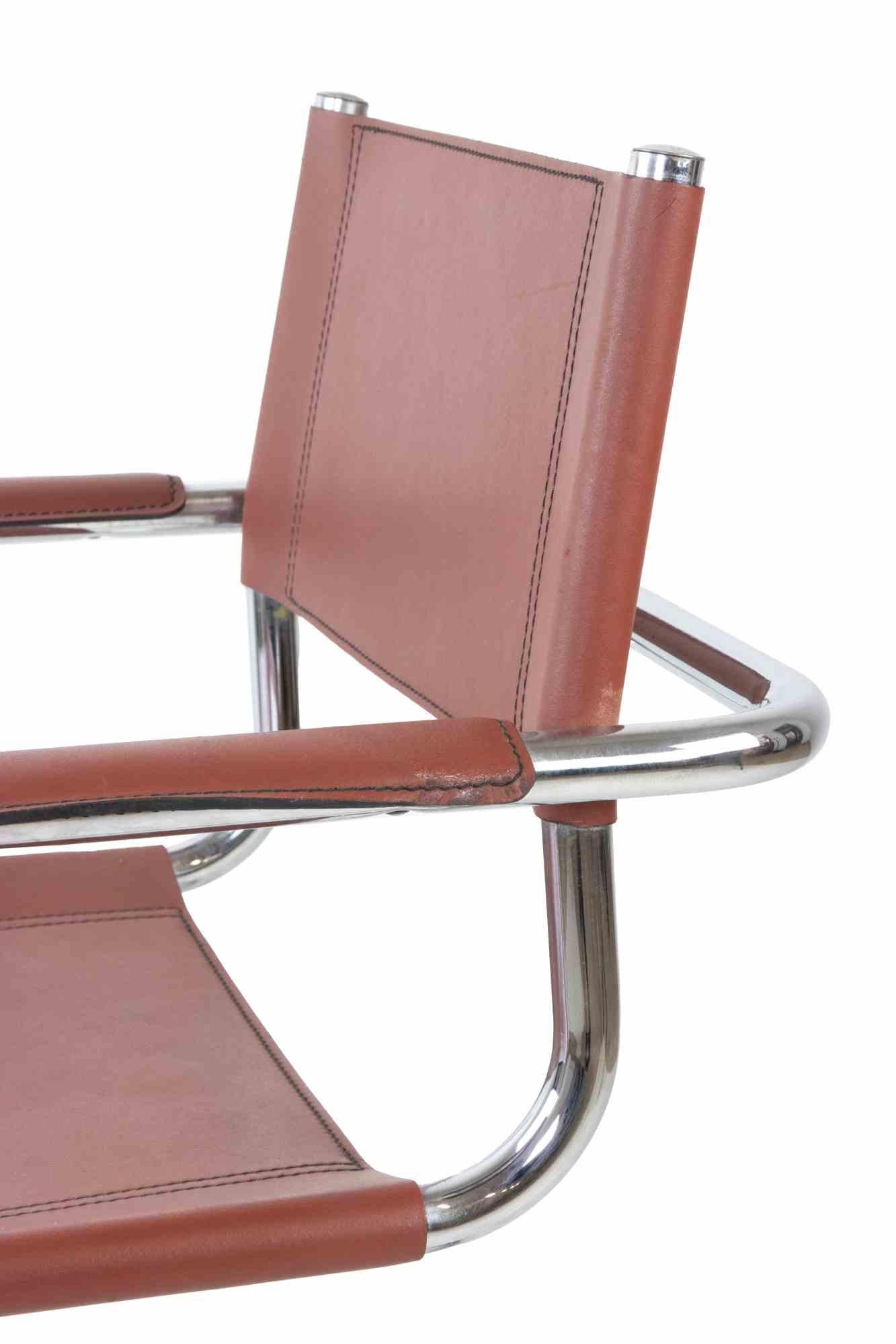Set of 4 vintage S34 Cognac Chairs by Mart Stam, Italy 1970s In Good Condition In Roma, IT