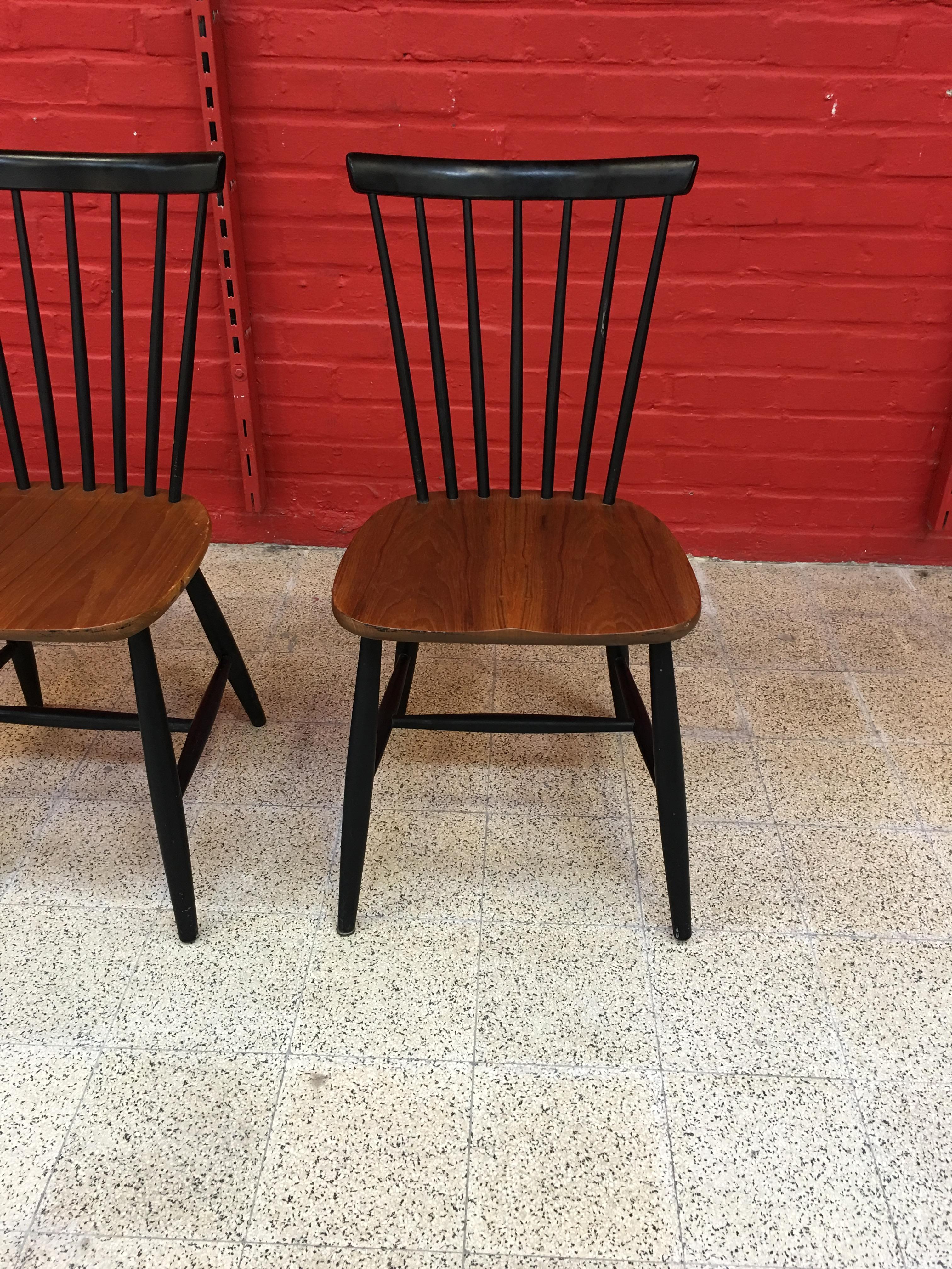 Mid-Century Modern Set of 4 Vintage Scandinavian Chairs Hagafors Svensk Tillverkning For Sale