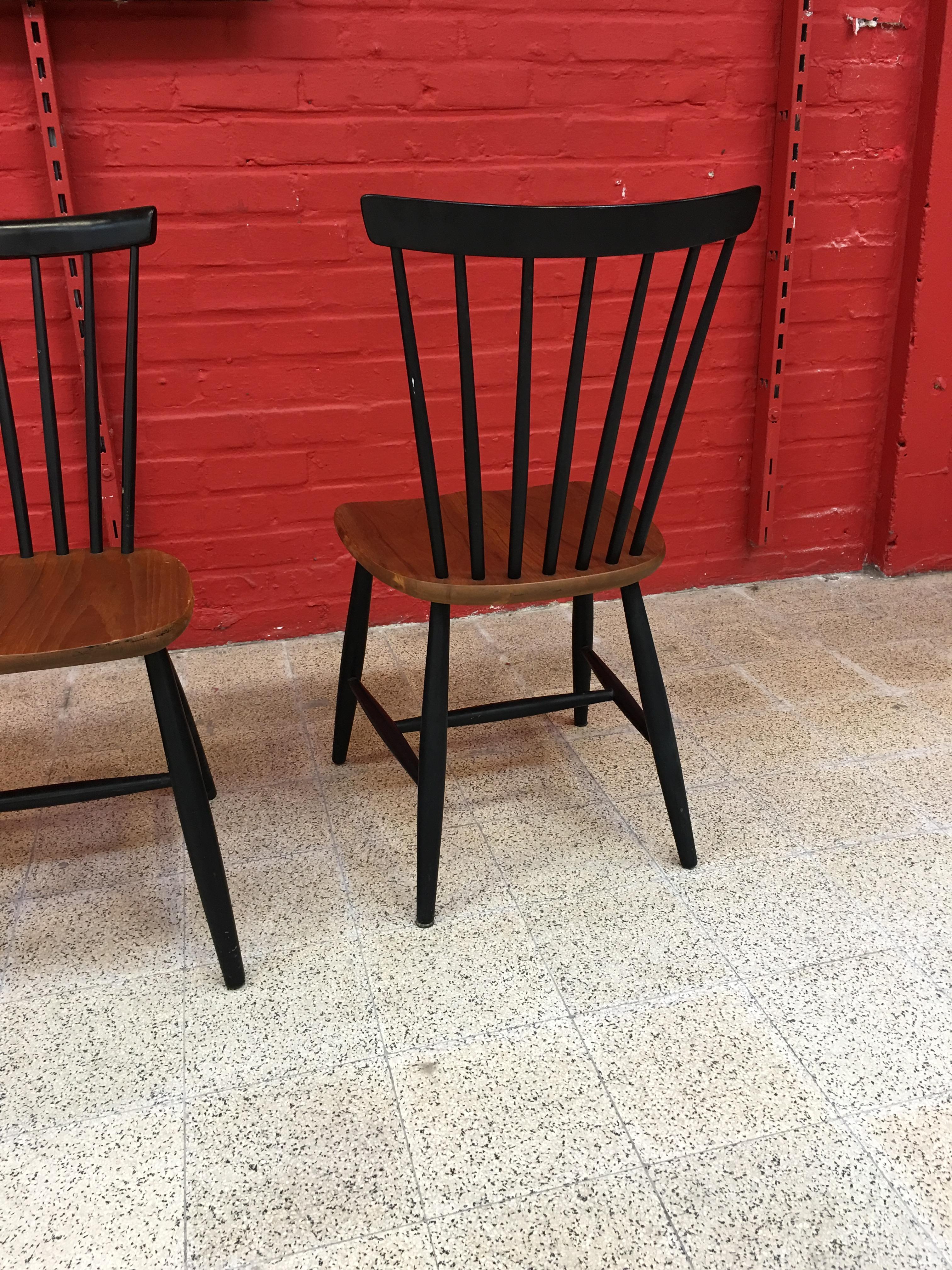 Mid-20th Century Set of 4 Vintage Scandinavian Chairs Hagafors Svensk Tillverkning For Sale