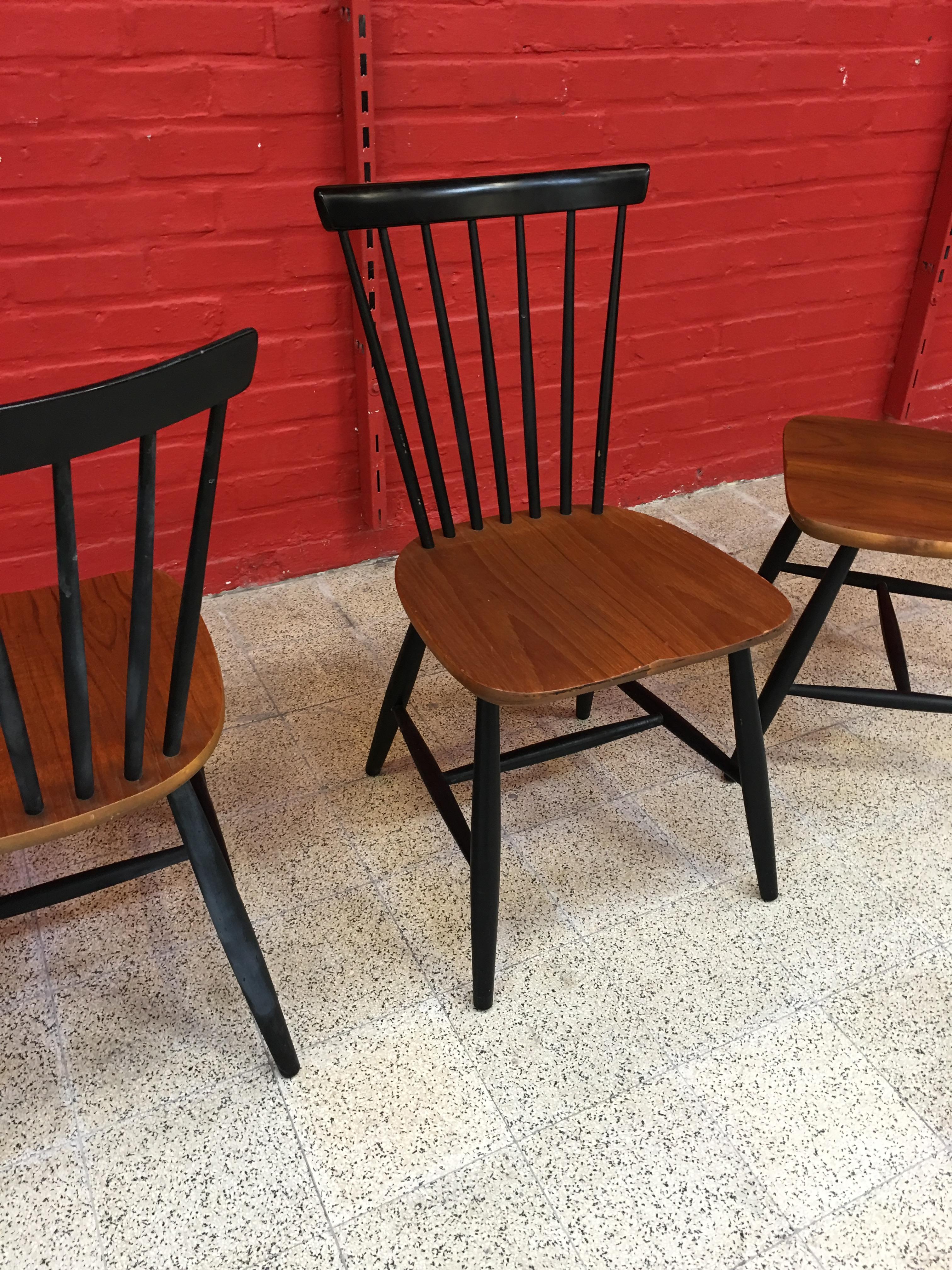 Satz von 4 skandinavischen Vintage-Stühlen Hagafors Svensk Tillverkning im Angebot 2