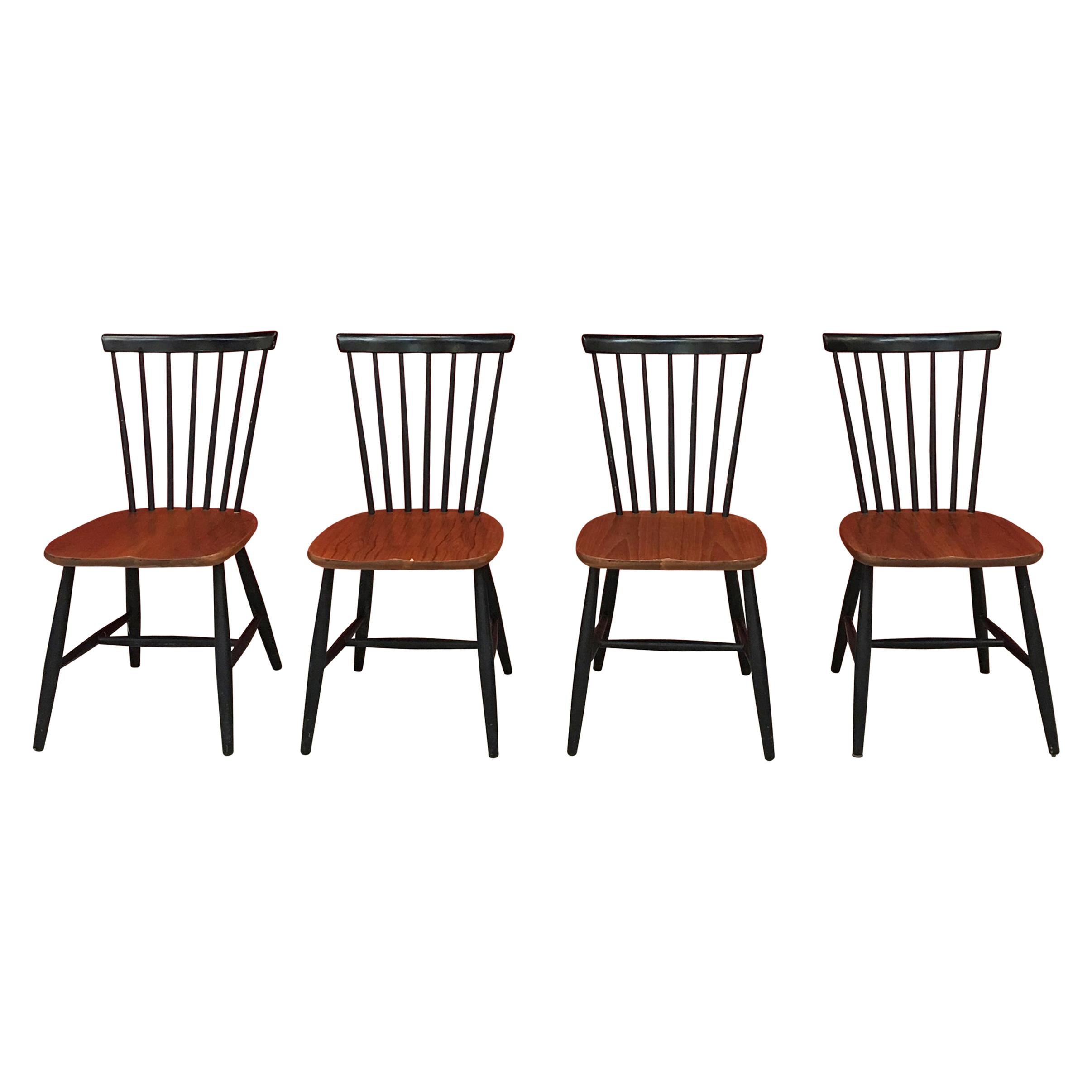 Set of 4 Vintage Scandinavian Chairs Hagafors Svensk Tillverkning For Sale