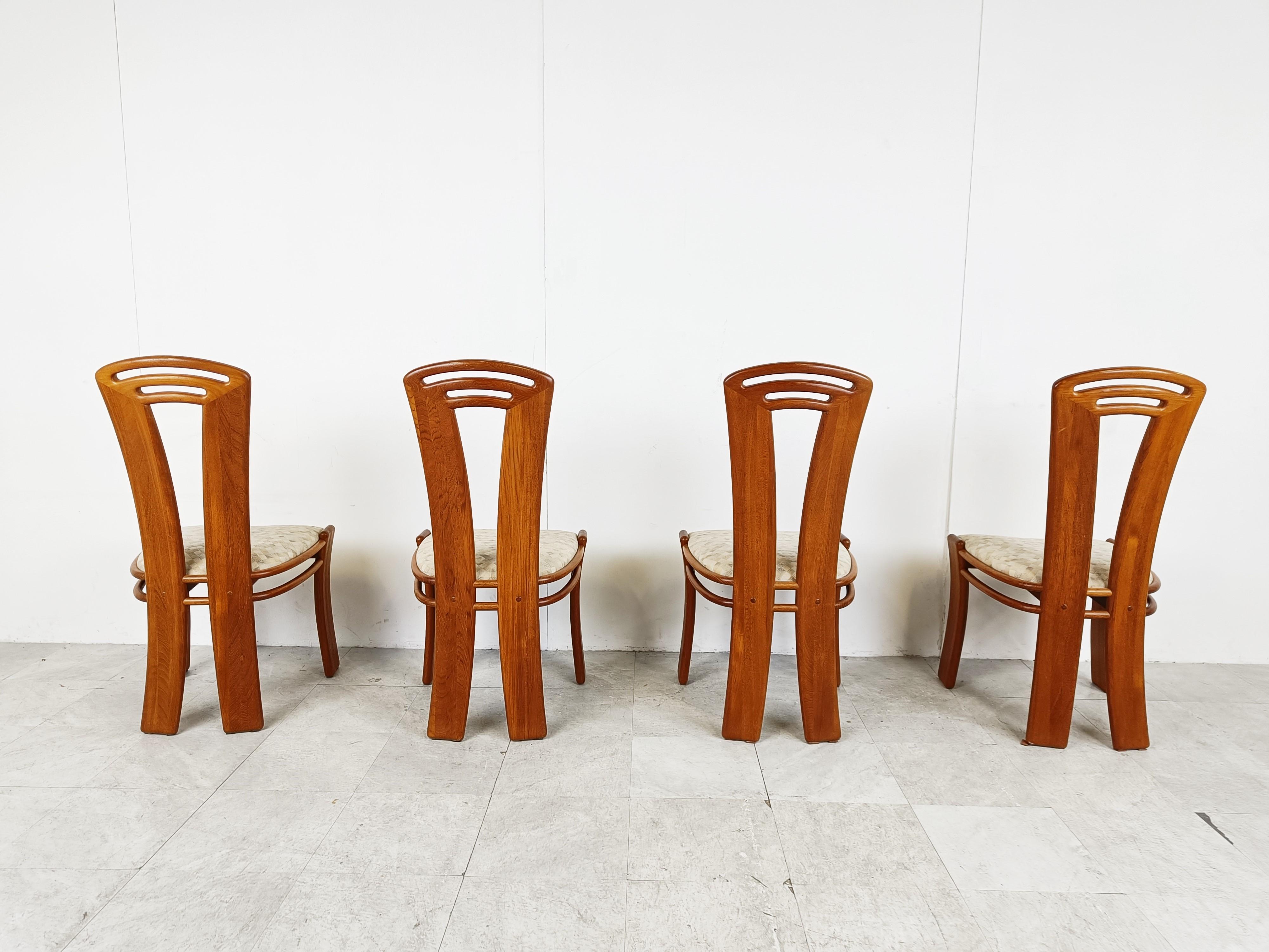 Fabric Set of 4 Vintage Scandinavian Dining Chairs, 1960s For Sale