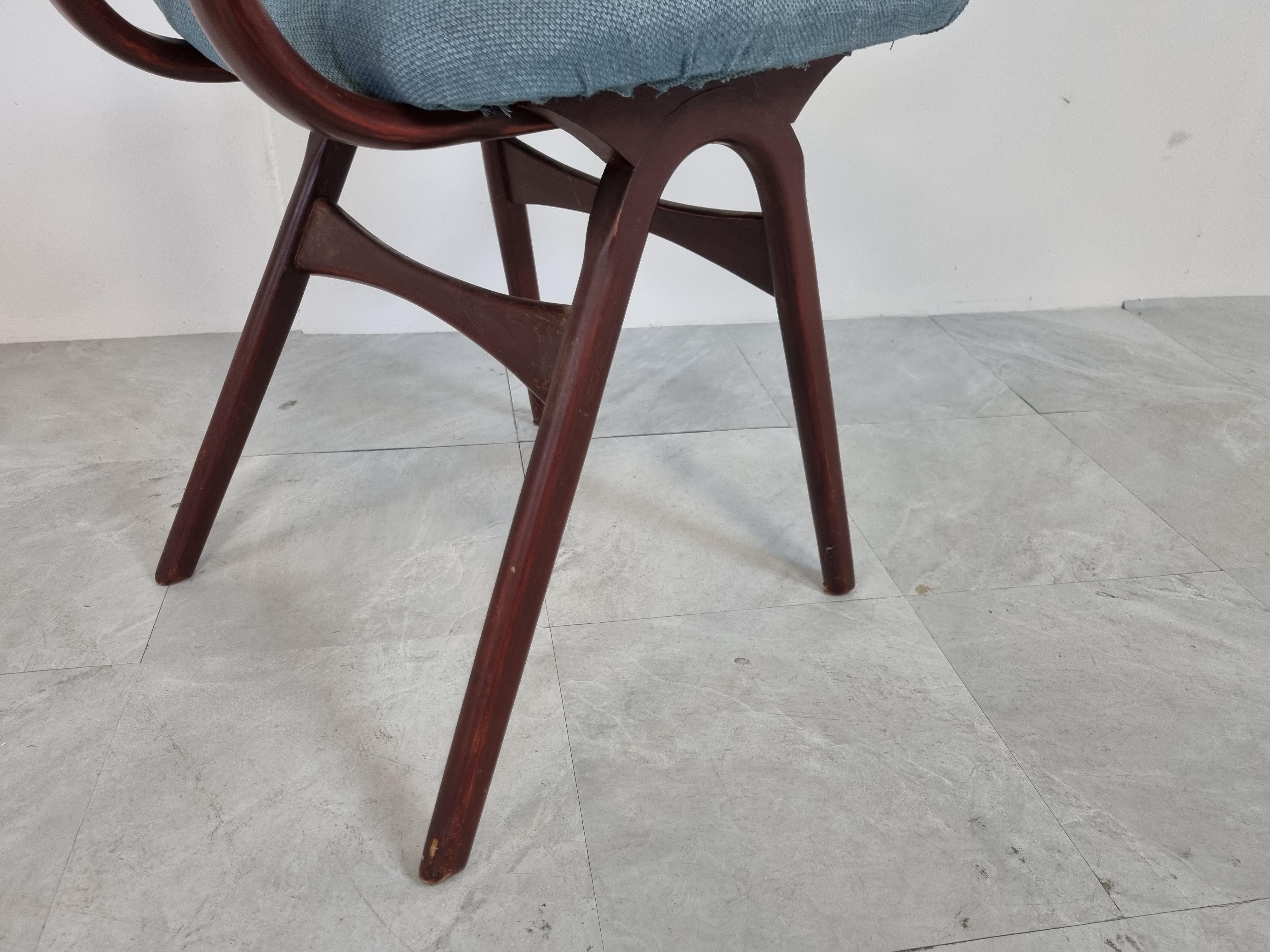 Fabric Set of 4 Vintage Scandinavian Dining Chairs, 1960s 