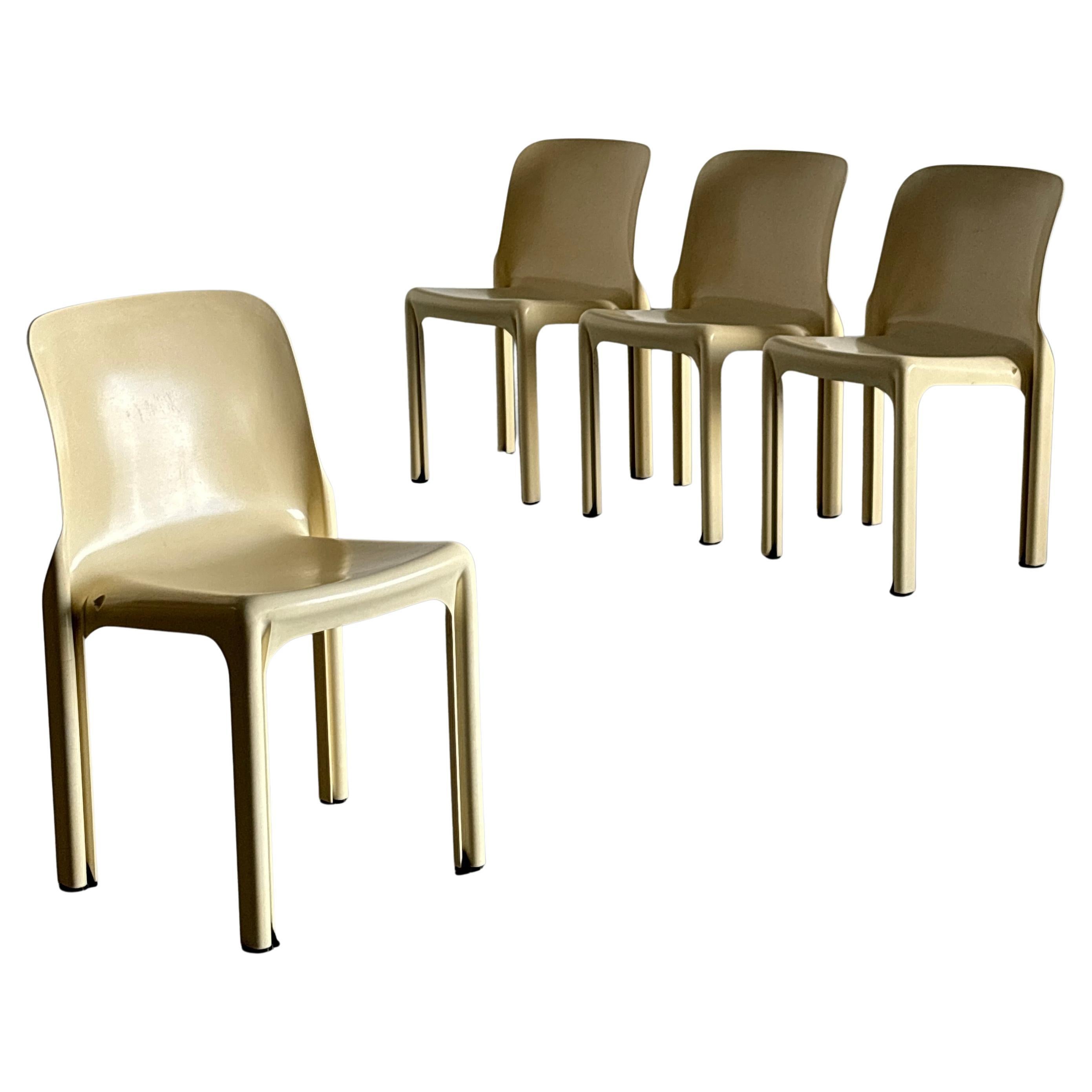 Set of 4 Vintage 'Selene' Dining Chairs by Vico Magistretti for Artemide, 1970s