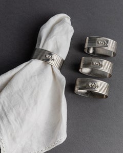 Set of 4 Vintage Silver Plated Napkin Rings with Lion Motif, 1960s