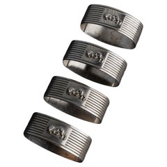 Set of 4 Vintage Silver Plated Napkin Rings with Lion Motif, 1960s