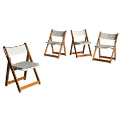 Set of 4 Vintage Solid Pine Kon-Tiki Folding Chairs by Gillis Lundgren for IKEA