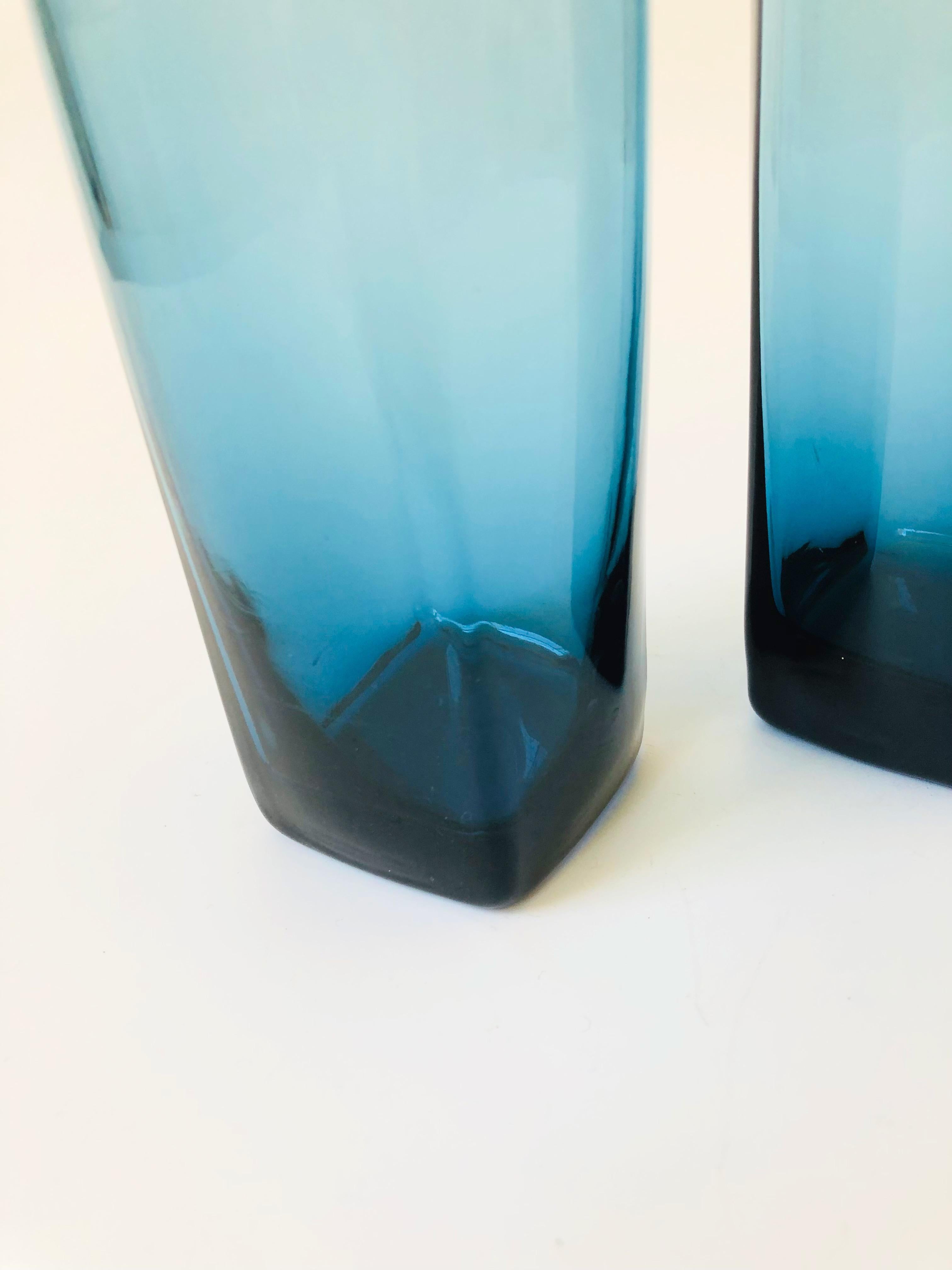 20th Century Set of 4 Vintage Squared Blue Tumblers