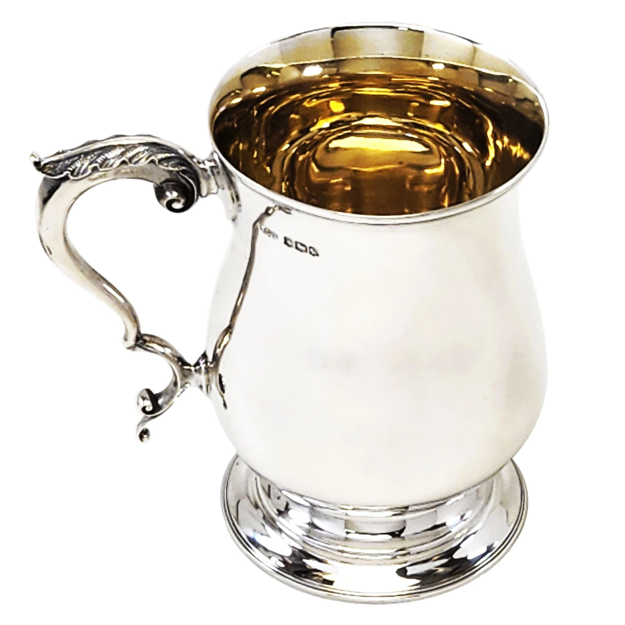 Georgien Ensemble de 4 tasses à bière / chopes à bière vintage en argent sterling 1/2 Pint 1927 Angleterre en vente