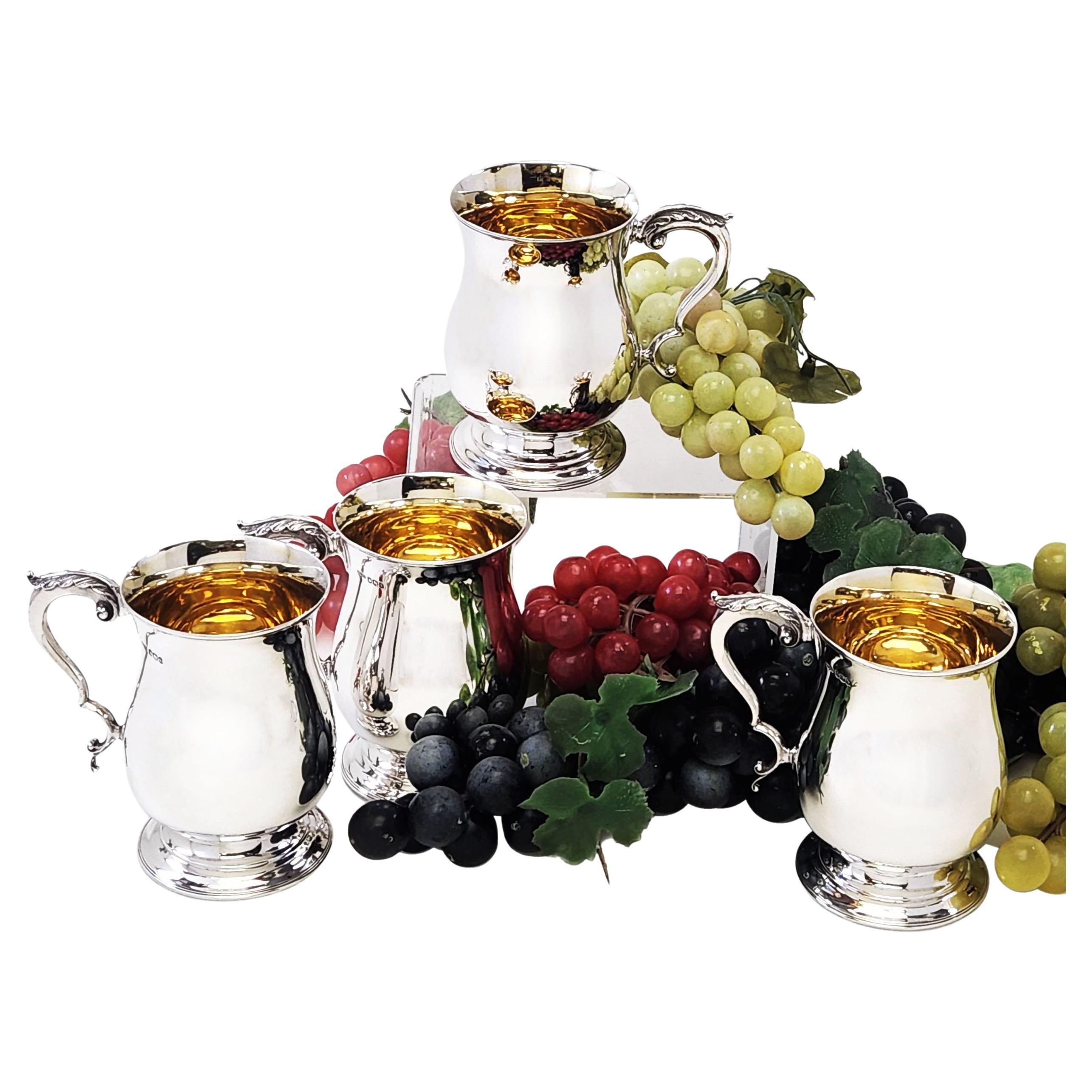 Set von 4 Vintage-Bierbecherbechern / Tankards aus Sterlingsilber 1/2 Pint, 1927, England