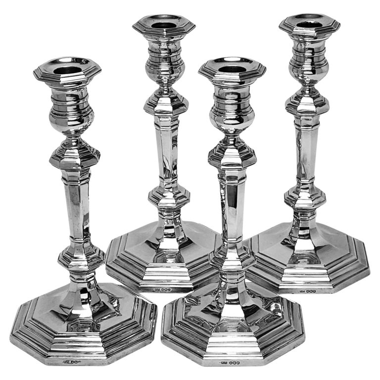 Set of 4 vintage Sterling Silver Candlesticks 1942 Early Georgian Style