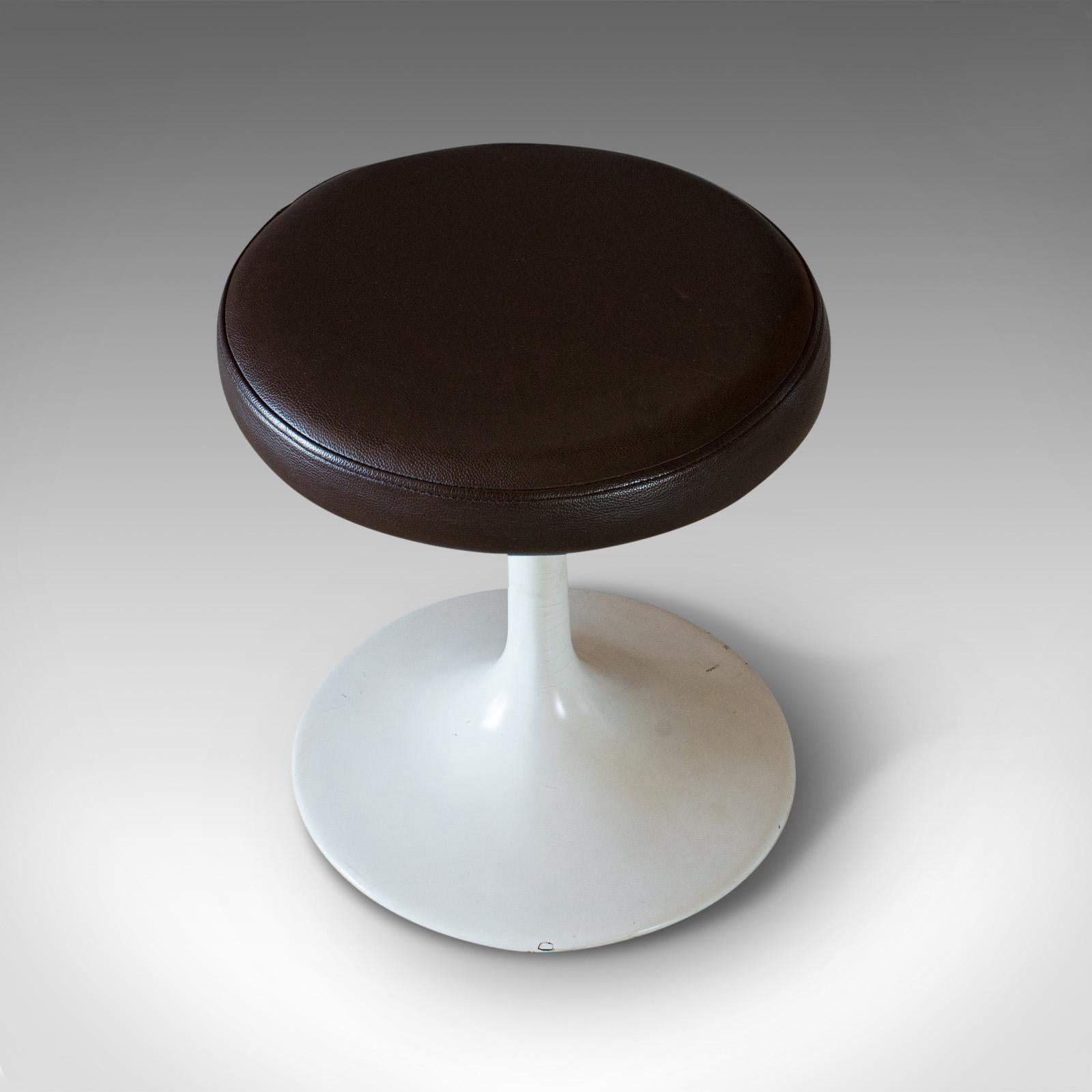 Set of 4, Vintage Stools, French, Leather, Pedestal, 20th Century, circa 1960 1